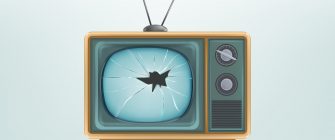 Vector Illustration Of Broken Retro Tv Set, Television. Injured Electric Video Display For Broadcasting, News.